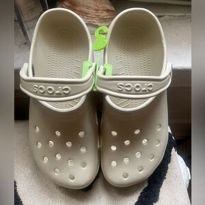 CROCS Cream Sandals with Perforated Design